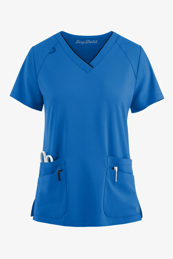 Blusa m&eacute;dica Easy STRETCH Cassia con cuello en V con ribete y 4 bolsillos para mujer