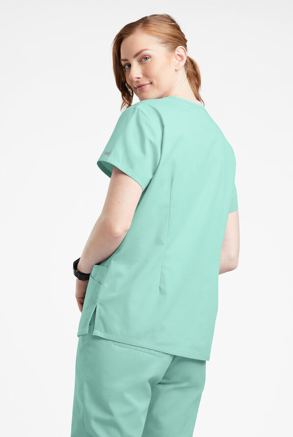 Butter-Soft Originals Women's 7-Pocket Curved V-Neck Scrub Top - Water Mint - 3