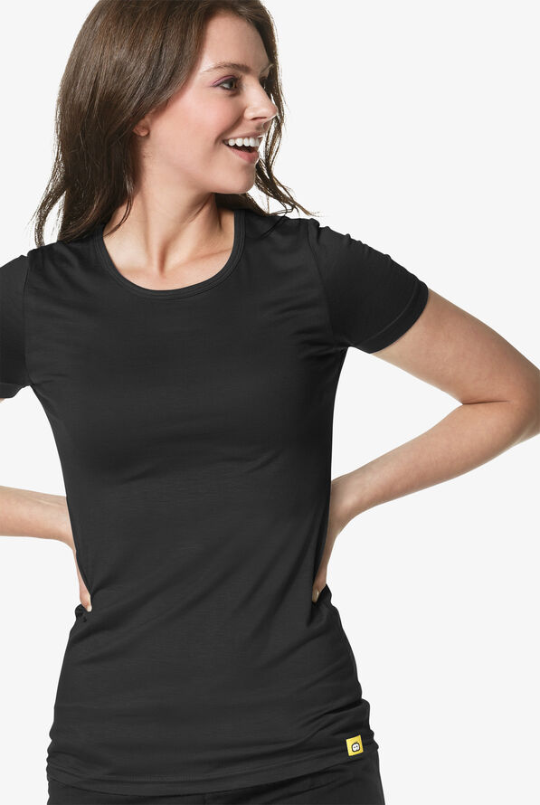 Wink Layers Women's STRETCH Silky Short Sleeve Knit Underscrub - Black - 3