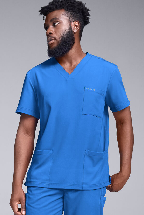 Camisa médica Hypothesis S-R Shift Ready con cuello en V y 4 bolsillos para hombre - Royal - 1