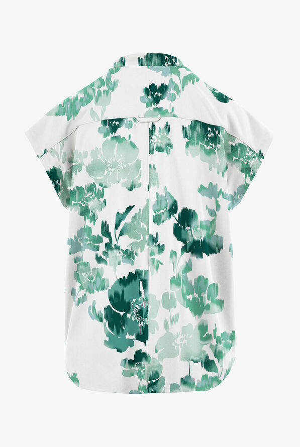 Blusa m&eacute;dica estampada Butter-Soft STRETCH Napoli Garden White con mangas dolm&aacute;n para mujer - null - 2