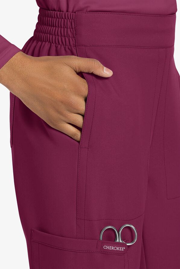 Cherokee Workwear Originals Ultra Women's 5-Pocket Drawstring Jogger Scrub Pants - Wine - 3