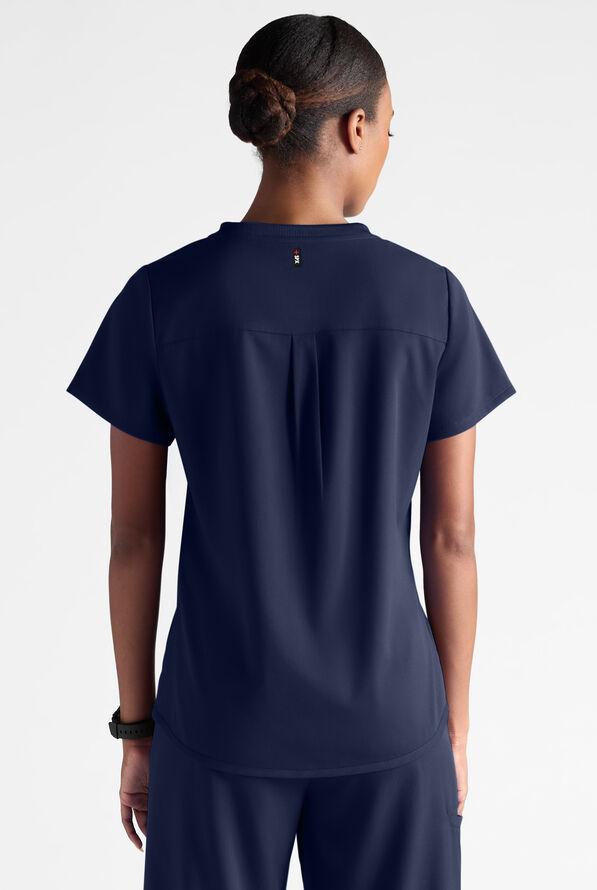 Grey's Anatomy by Barco Emerge Ally Women's 1-Pocket STRETCH Crew Neck Tuck In Scrub Top - Indigo - 2