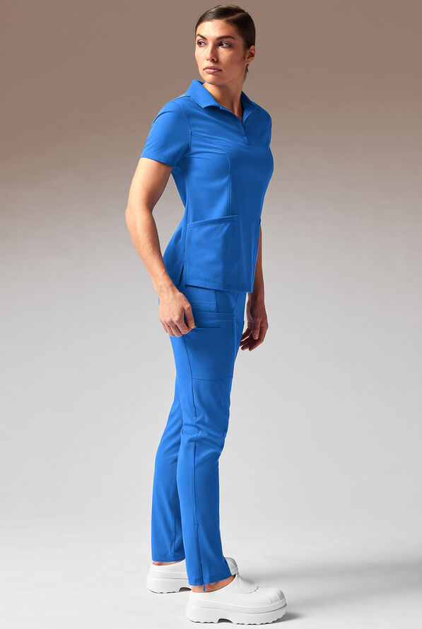 Camiseta médica estilo polo Hypothesis A-S All Situation con 3 bolsillos para mujer - Royal - 2