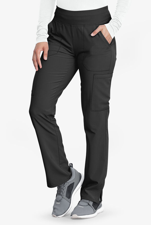 Dickies EDS Essentials Women's 7-Pocket STRETCH Elastic Waistband Cargo Scrub Pants - Petite - Black - 1