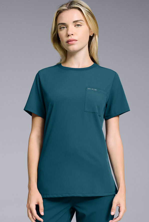 Hypothesis Women's Base Crew-Neck Tuck-In Scrub Top - Caribbean Blue - 1