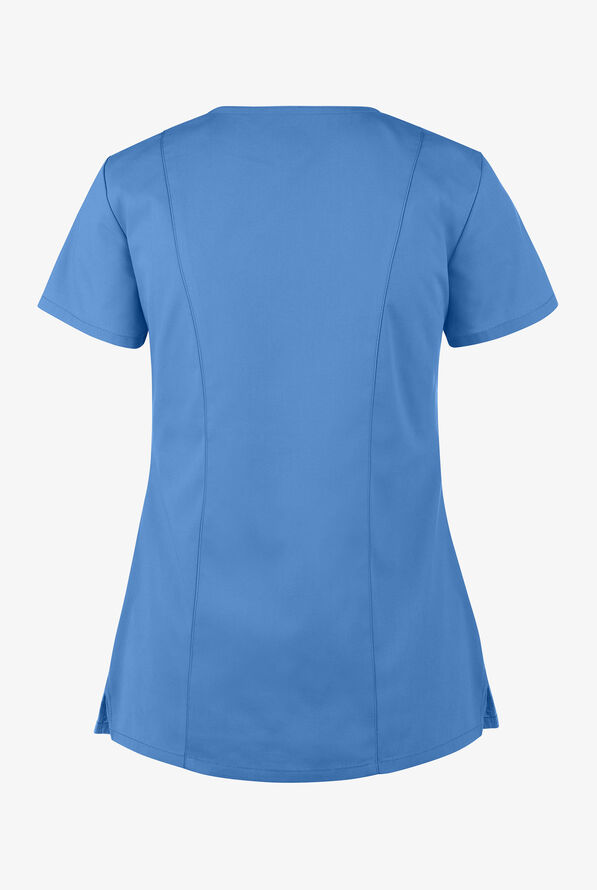Blusa m&eacute;dica Dickies EDS Signature de corte contempor&aacute;neo con cuello en V y 6 bolsillos para mujer - Ceil Blue - 2