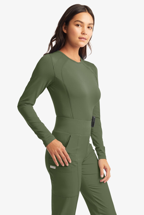 ReSurge Jade Women&rsquo;s Long Sleeve Knit Underscrub - Light Olive - 4