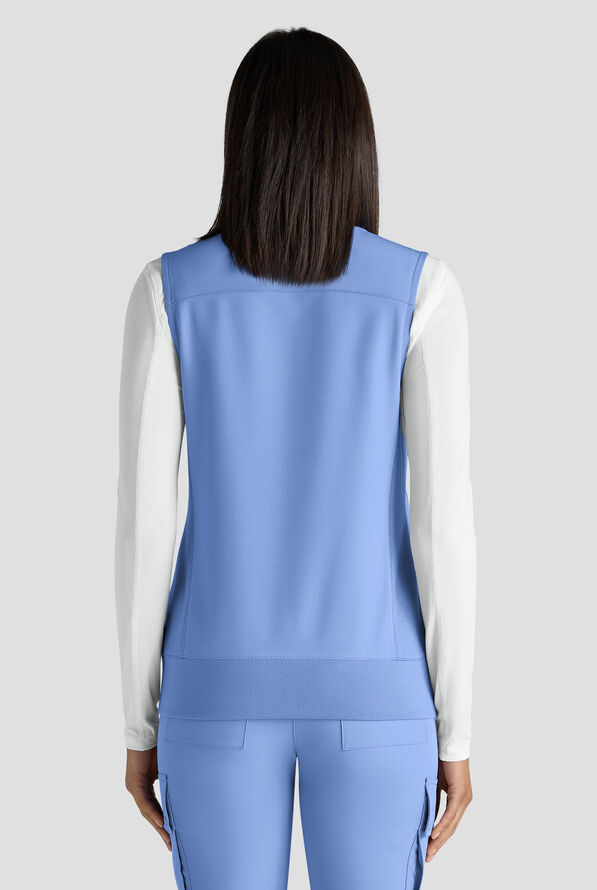 ReSurge Ebro Women's 6-Pocket Zip Front Stand Scrub Vest - Ceil Blue - 6