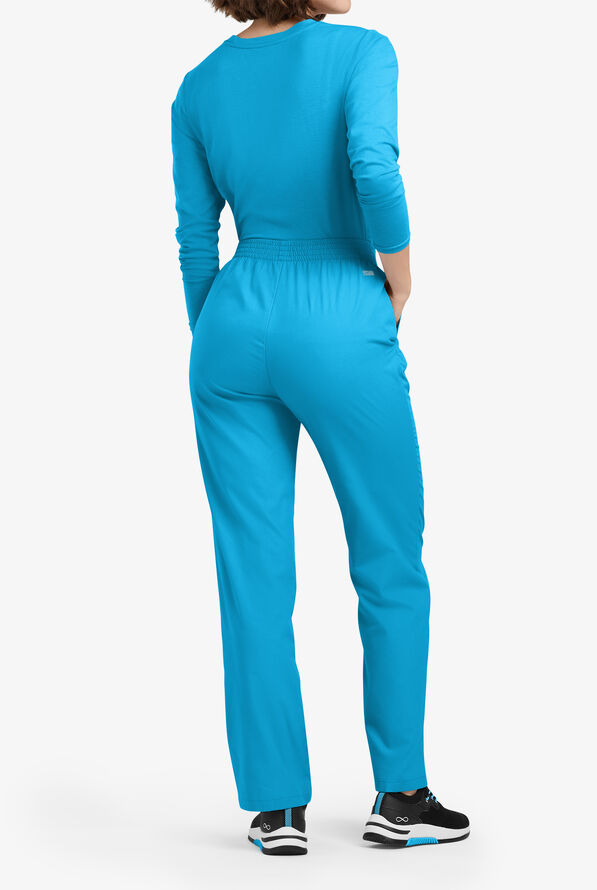 Butter-Soft Originals Women's 2-Pocket High Waisted Straight Leg Scrub Pants - Tall - Turquoise - 3