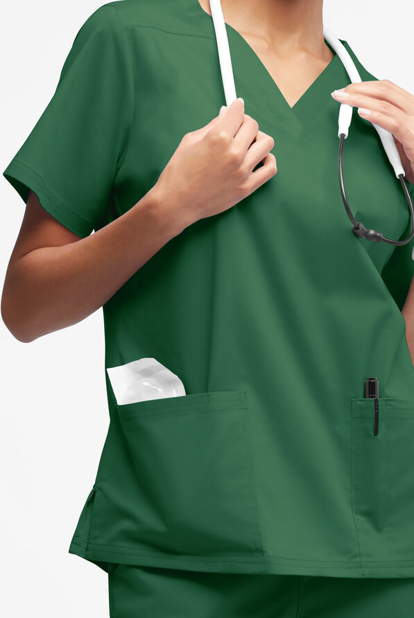 Butter-Soft STRETCH Women's 4-Pocket V-Neck Scrub Top - Hunter - 2