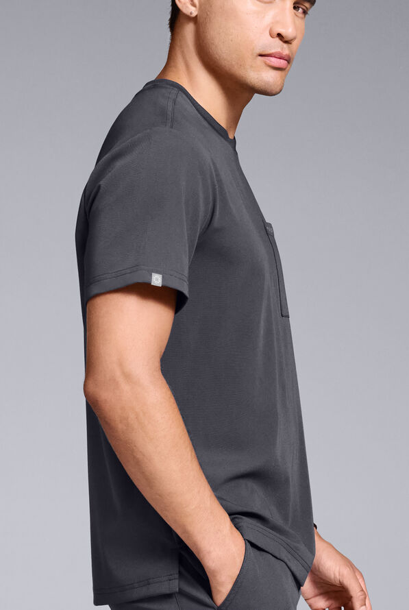 Hypothesis S-R Shift Ready Men’s 1-Pocket Tuck-In Crew Neck Scrub Top - Pewter - 3