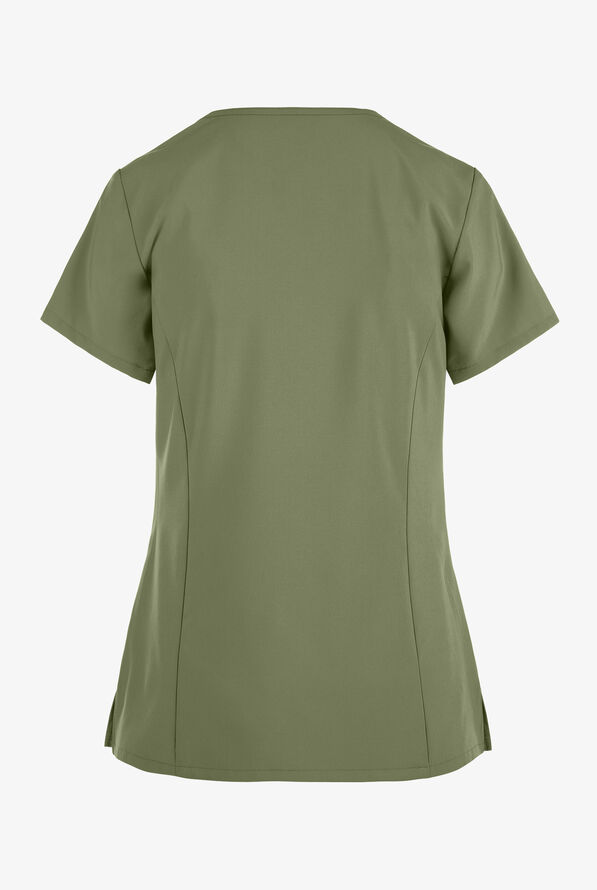 Dickies EDS Essentials Women's 2-Pocket STRETCH V-Neck Scrub Top - Olive - 2