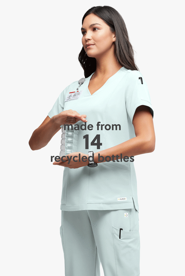 Blusa médica ReSurge Ruby con cuello en V y 5 bolsillos para mujer - Horizon Haze - 5