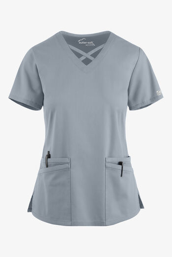 Blusa m&eacute;dica UA Butter-Soft STRETCH con lazos entrecruzados y 4 bolsillos para mujer