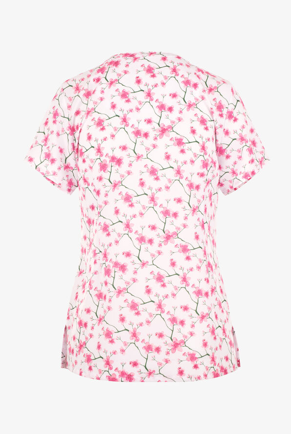 Maevn Wild Blossom Women's 3-Pocket STRETCH V-Neck Print Scrub Top - null - 2