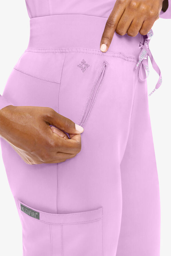 Med Couture Insight Women's 4-Pocket Zipper Cargo Pocket Scrub Pants - Lilac - 2