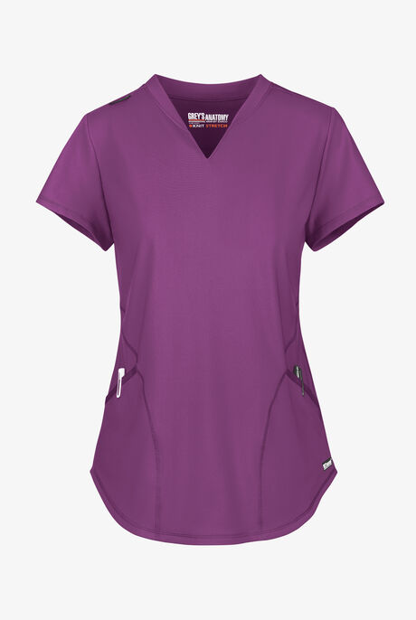 Grey's Anatomy by Barco Knit STRETCH Define Women's 2-Pocket Banded Notched V-Neck Scrub Top