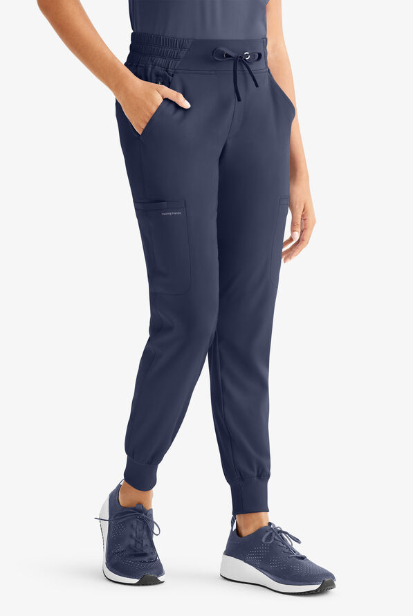 HH Works by Healing Hands Rhea Women's 6-Pocket STRETCH Cargo Jogger Scrub Pants - Navy - 1