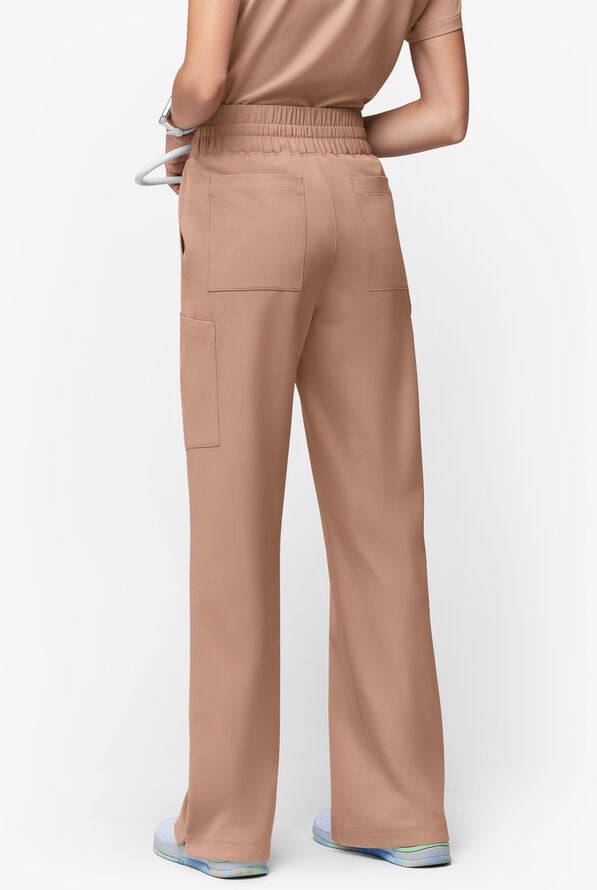 Pantal&oacute;n m&eacute;dico ReSurge Crystal Petite de tiro alto con piernas anchas y 7 bolsillos para mujer - Warm Terrazzo - 4