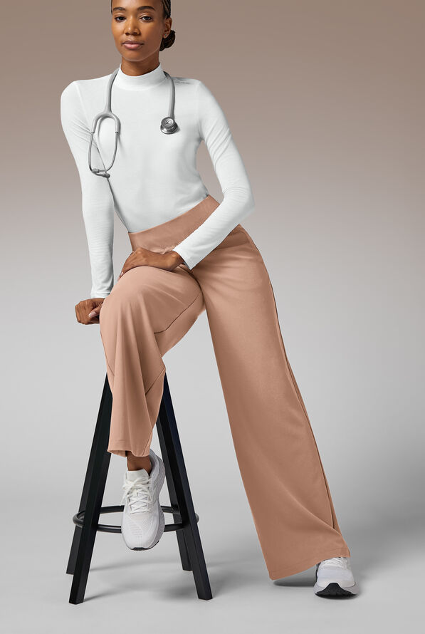 Hypothesis Y-Band Women's 6-Pocket Yoga-Style Knit Waist Wide Leg Scrub Pant - Terra - 3