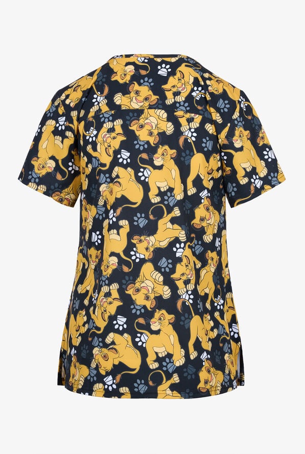 Lion King Funscrubs Women's 2-Pocket STRETCH V-Neck Print Scrub Top - null - 2