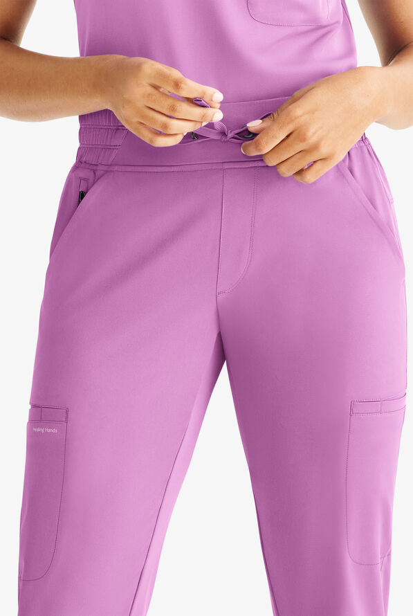 HH Works by Healing Hands Rhea Women's 6-Pocket STRETCH Cargo Jogger Scrub Pants - Meta Mauve - 2