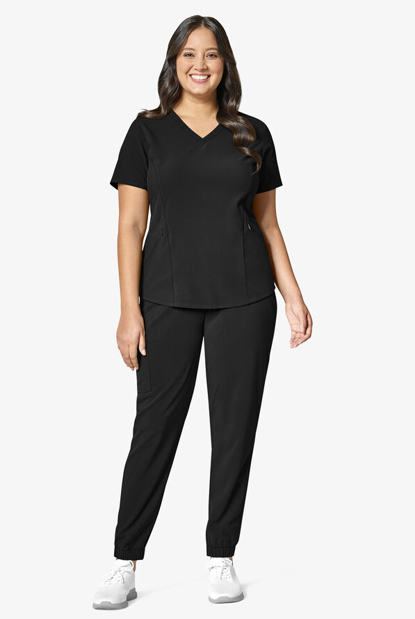 Wink Renew Women's 4-Pocket STRETCH V-Neck Scrub Top - Black - 2