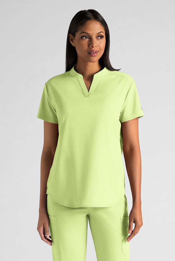 Butter-Soft STRETCH FLXTEK+ Women's 2-Pocket Oversized Henley Scrub Top - Cool Matcha - 1