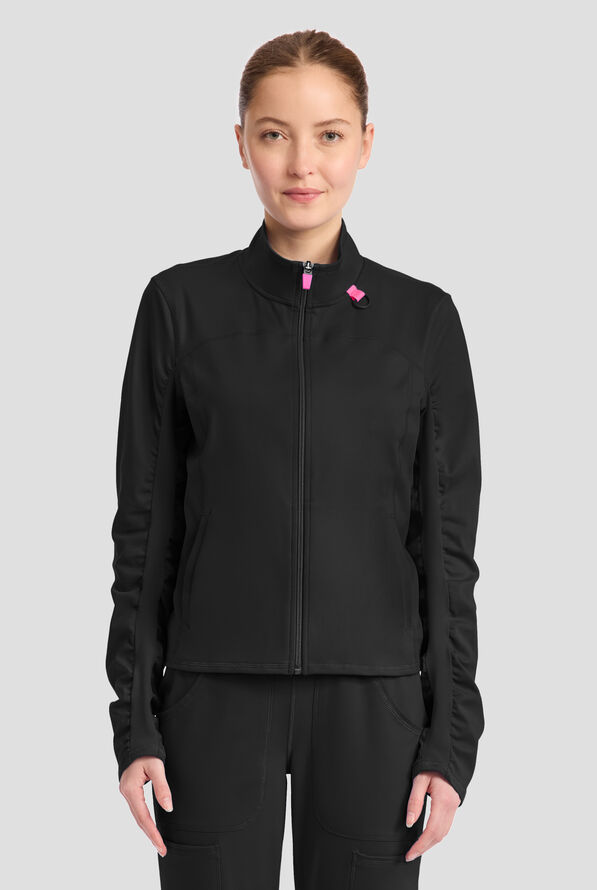 Chaqueta m&eacute;dica Med Couture Amp Knit STRETCH con cremallera y 2 bolsillos para mujer - Black - 2
