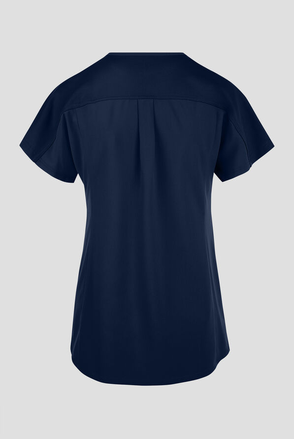 Wink Renew Women's 2-Pocket STRETCH Knit-Trim Dolman Tunic V-Neck Scrub Top - Navy - 2