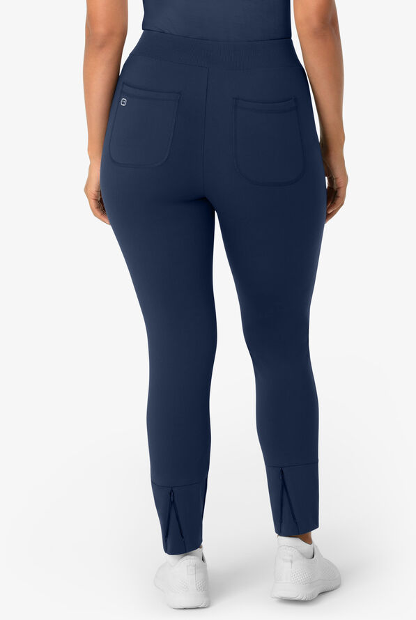 Wink Renew Knit Women's 5-Pocket STRETCH Ankle Zip Track Scrub Pants - Navy - 2
