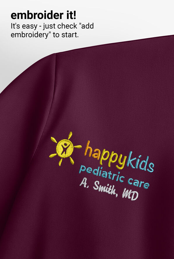 HH Works by Healing Hands Megan Women's 4-Pocket STRETCH Round Neck Warm-Up Scrub Jacket - Wine - 5