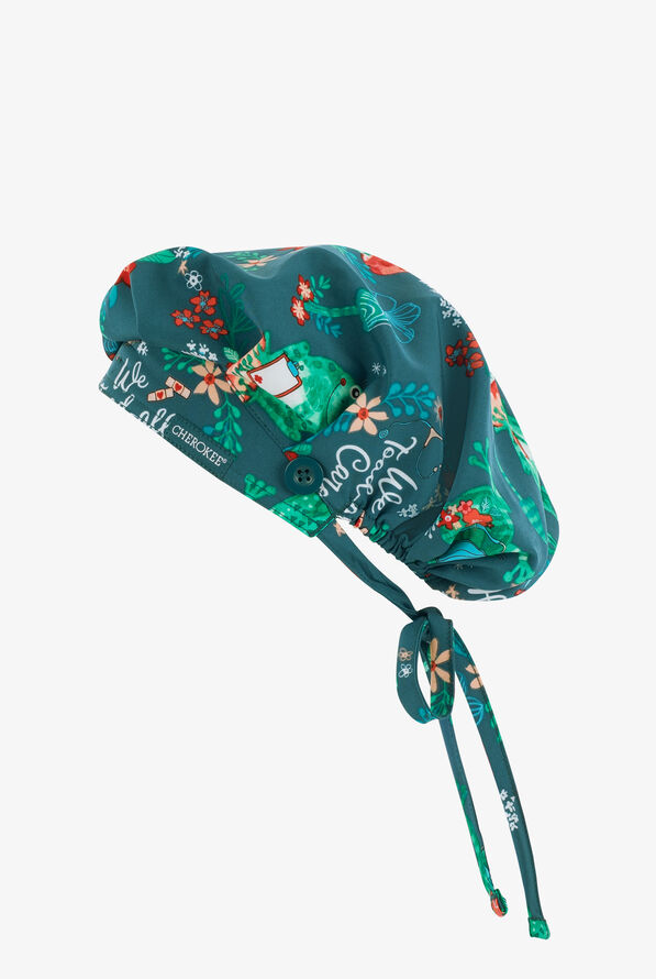 Cherokee  Genuine Hoppy To Help Frogs Women's STRETCH Adjustable Tie Print  Scrub Hat - null - 1