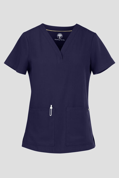 Healing Hands Quest Briana Women's 3-Pocket STRETCH Y-Neck Scrub Top