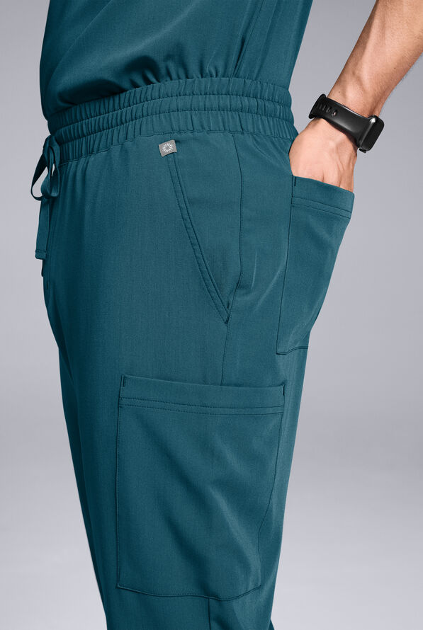 Pantal&oacute;n m&eacute;dico Hypothesis S-R Shift Ready estilo cargo con piernas rectas y 8 bolsillos para hombre - Caribbean Blue - 3