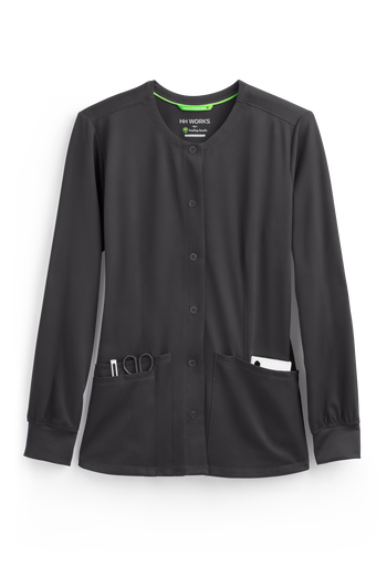 HH Works by Healing Hands Megan Women's 4-Pocket STRETCH Round Neck Warm-Up Scrub Jacket