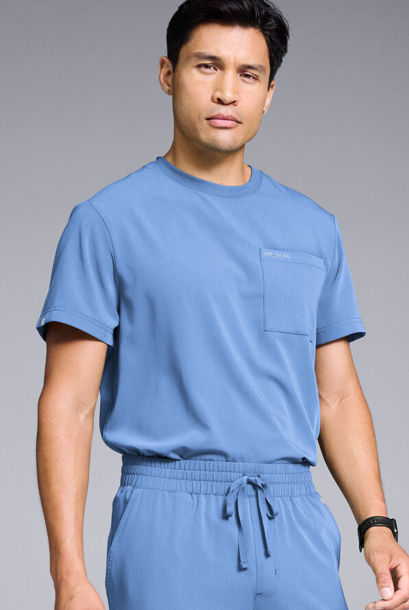 Camisa médica Hypothesis S-R Shift Ready con cuello redondeado y 1 bolsillo para hombre - Ceil Blue - 1