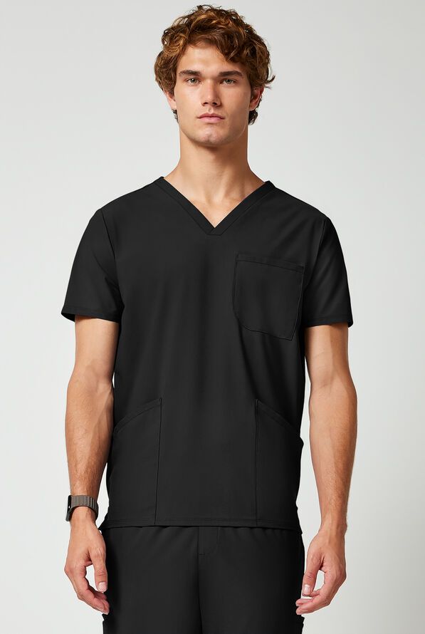 Infinity Pursuit Men's 3-Pocket STRETCH V-Neck Scrub Top - Black - 5