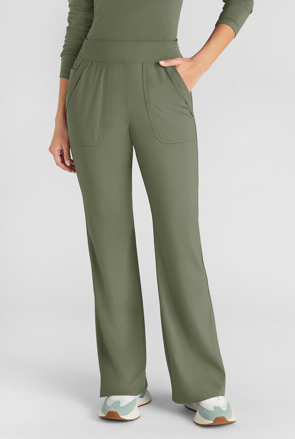 Easy STRETCH Sydney Women's Flare Leg Scrub Pants – 2-Piece Jumpsuit Bottom - Olive Leaf - 2