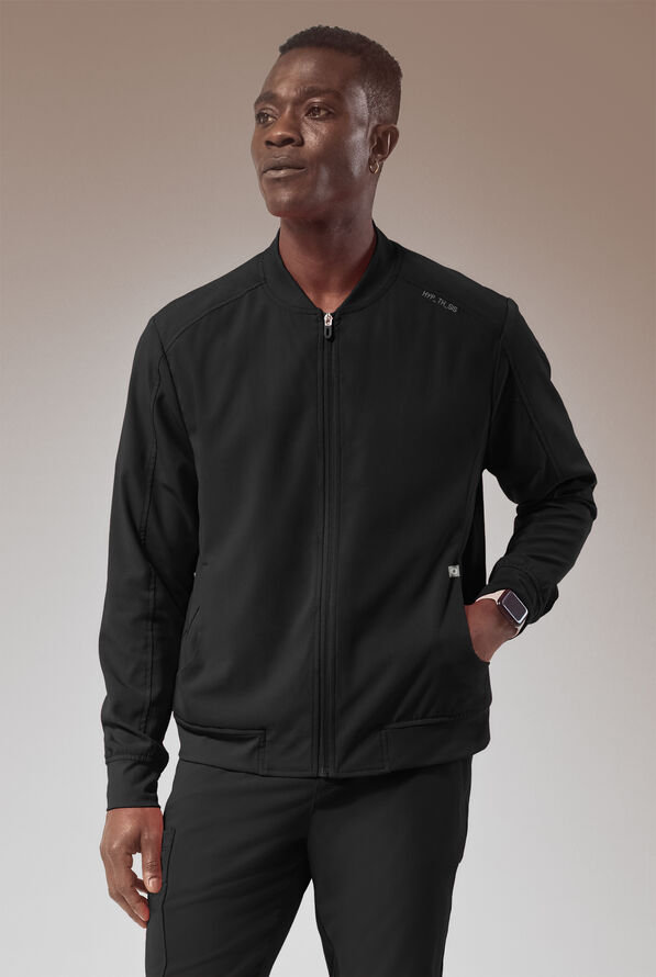 Hypothesis Omni Men's 3-Pocket Zip Front Scrub Jacket - Jet Black - 1