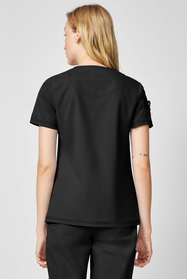 Dickies Forge Women's 2-Pocket Tuck-In V-Neck Scrub Top - Black - 4