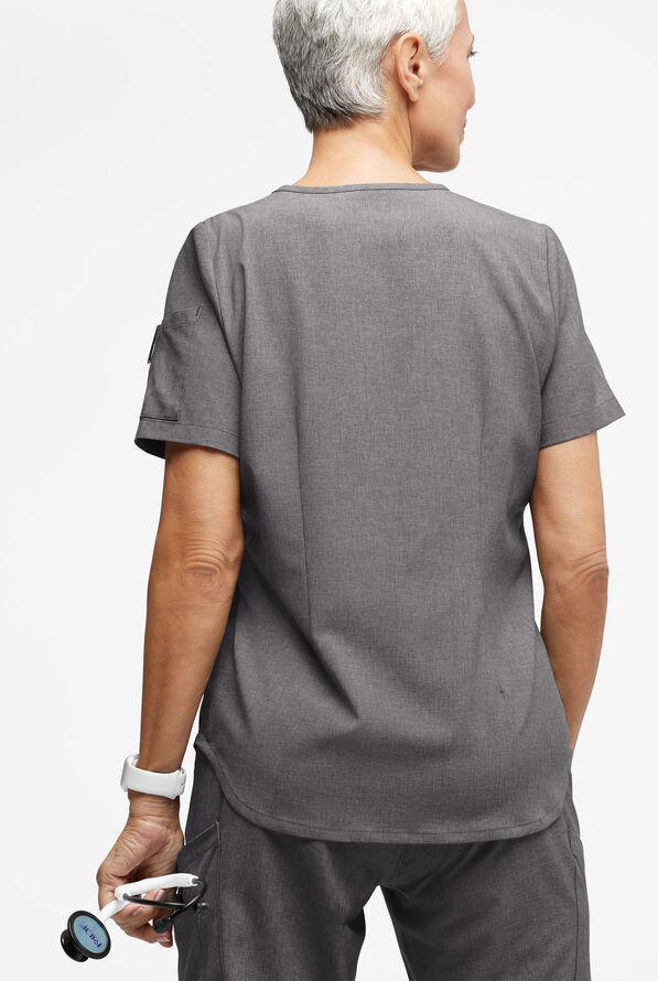 Easy STRETCH Chloe Women's 3-Pocket V-Neck Tuck-In Scrub Top - Graphite Heather - 5