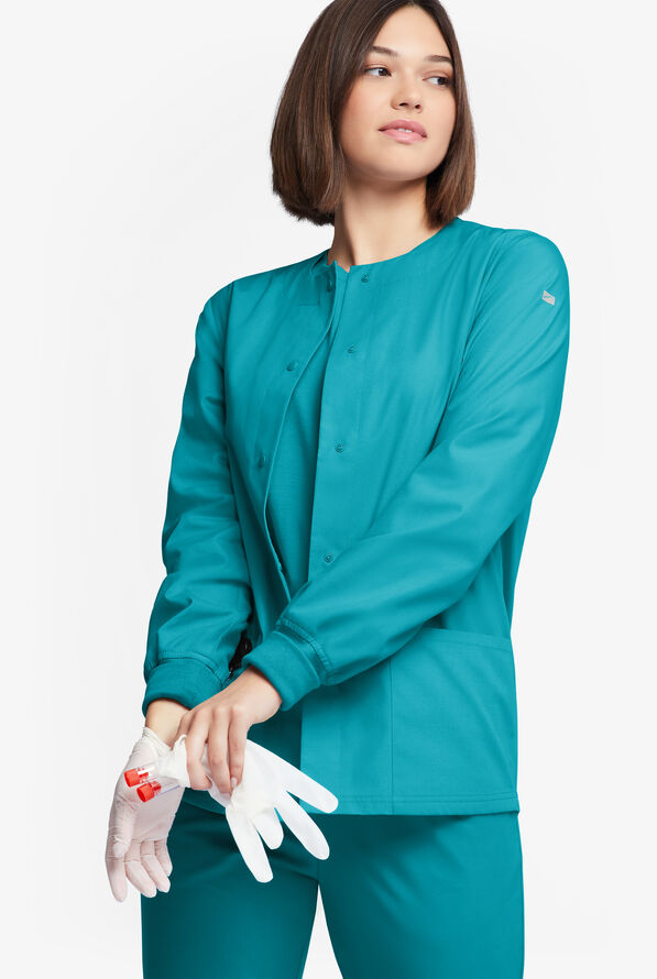 Butter-Soft Originals Women's 3-Pocket Warm-up Scrub Jacket - Teal - 2