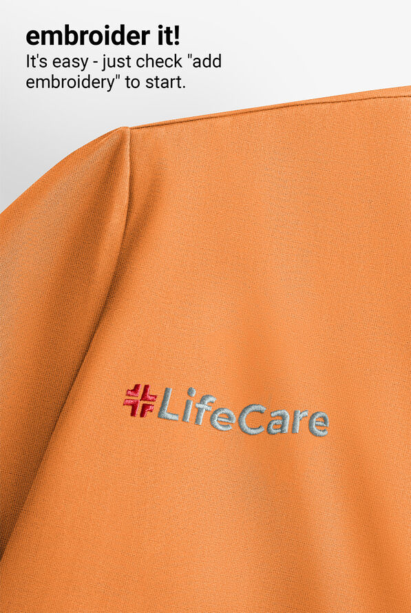 Infinity Women's 3-Pocket STRETCH Round Neck Scrub Top - Orange Sunrise - 5