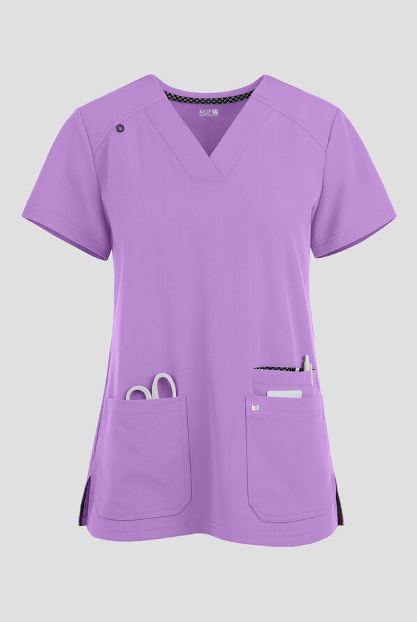 Blusa m&eacute;dica Koi Next Gen Hustle and Hear con cuello en V y 3 bolsillos para mujer - Wisteria - 1