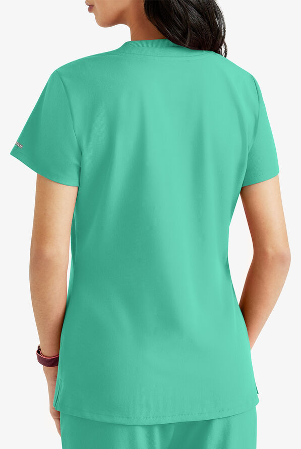 Skechers by Barco Dignity Women's 1-Pocket STRETCH Tuck In V-Neck Scrub Top - Light Jade - 3