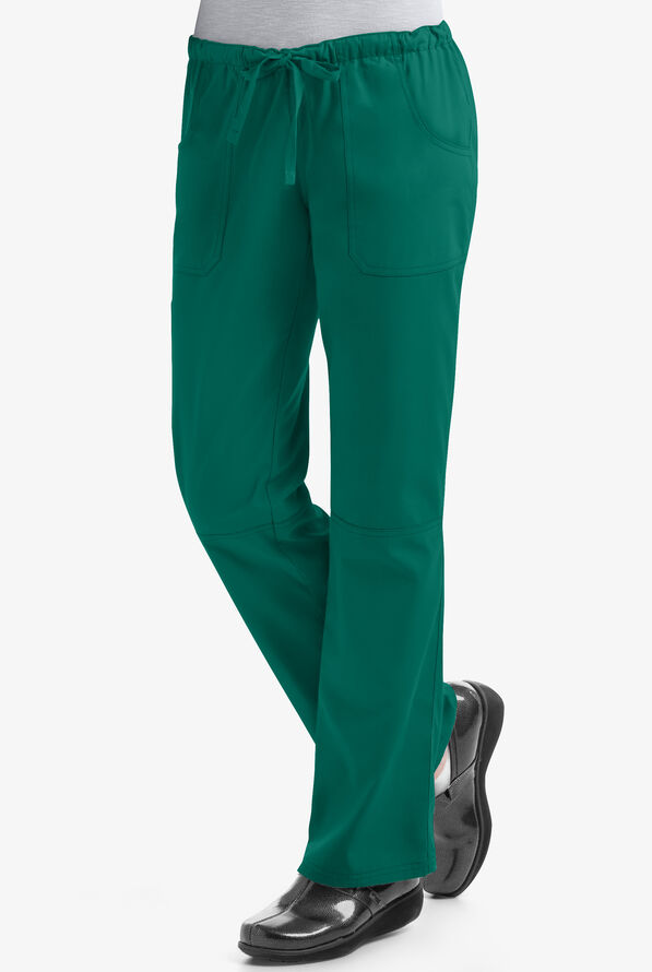Butter-Soft Core Women's 6-Pocket Cargo Drawstring Scrub Pants - Tall - Hunter - 1