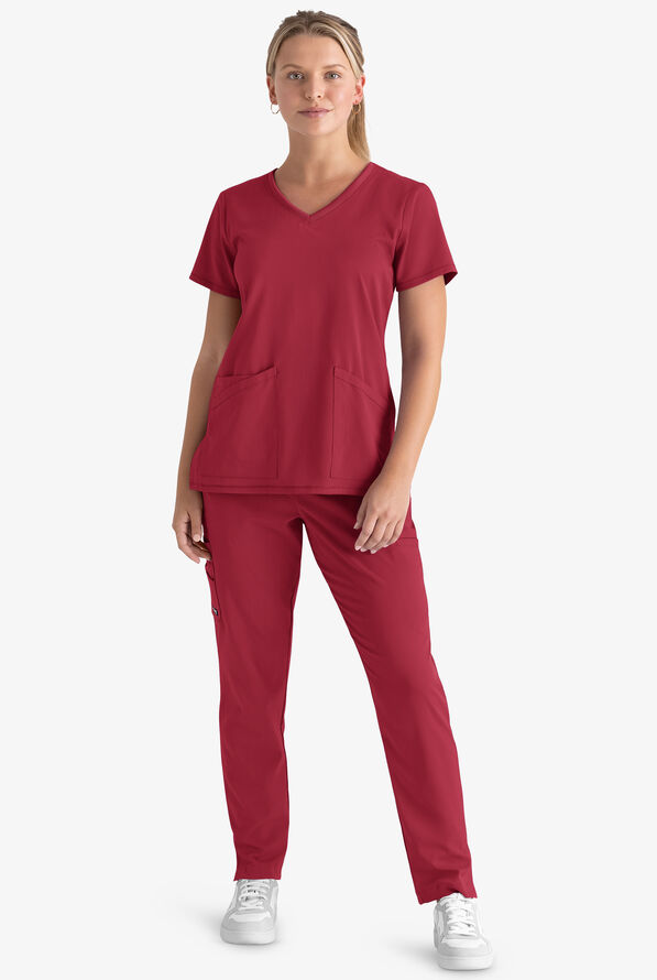 Grey's Anatomy by Barco Spandex STRETCH Serena Women's 7-Pocket Cargo Scrub Pants - Maple Red - 4