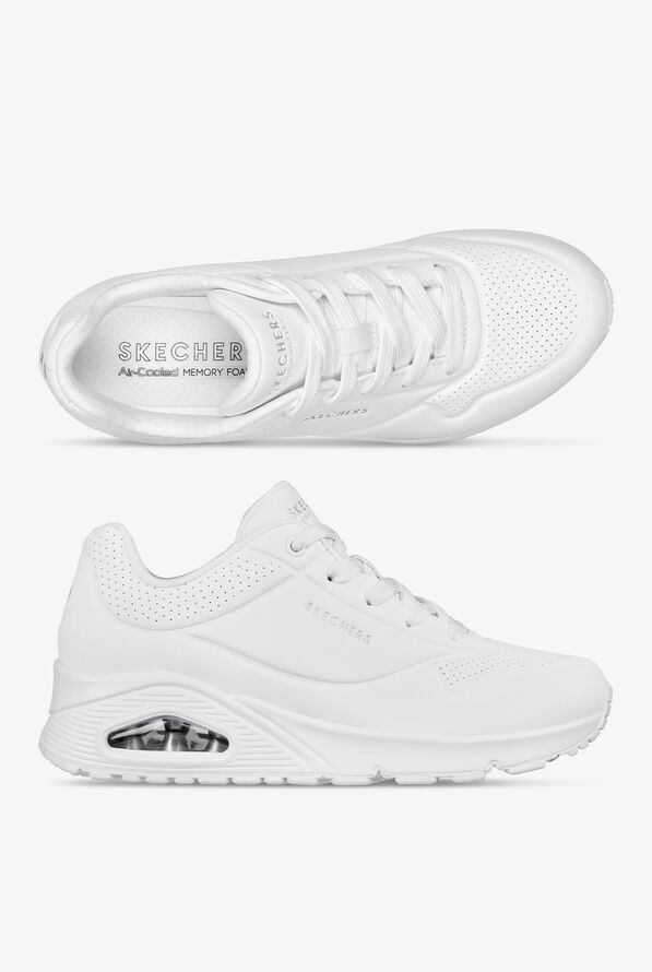 Skechers Street UNO - Stand On Air White Athletic Lace Up Shoes - null - 1